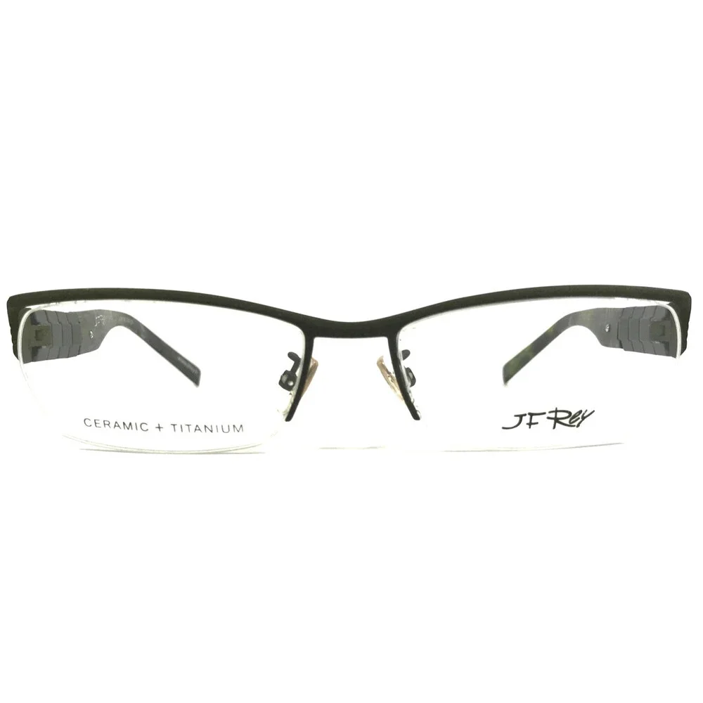 J.F. Rey Eyeglasses Frames JF2582 4500 Gray Green Rectangle Half Rim 55-16-141